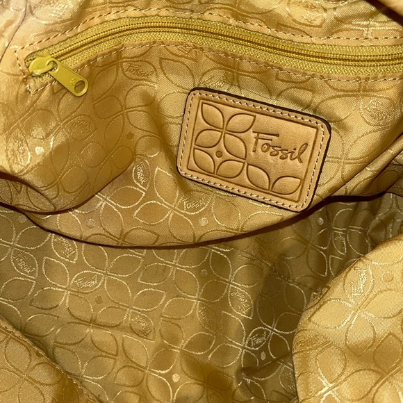 Fossil   Shoulder / Bucket bag   Leather yellowish tan  Drawstring  Side pockets - Picture 16 of 17